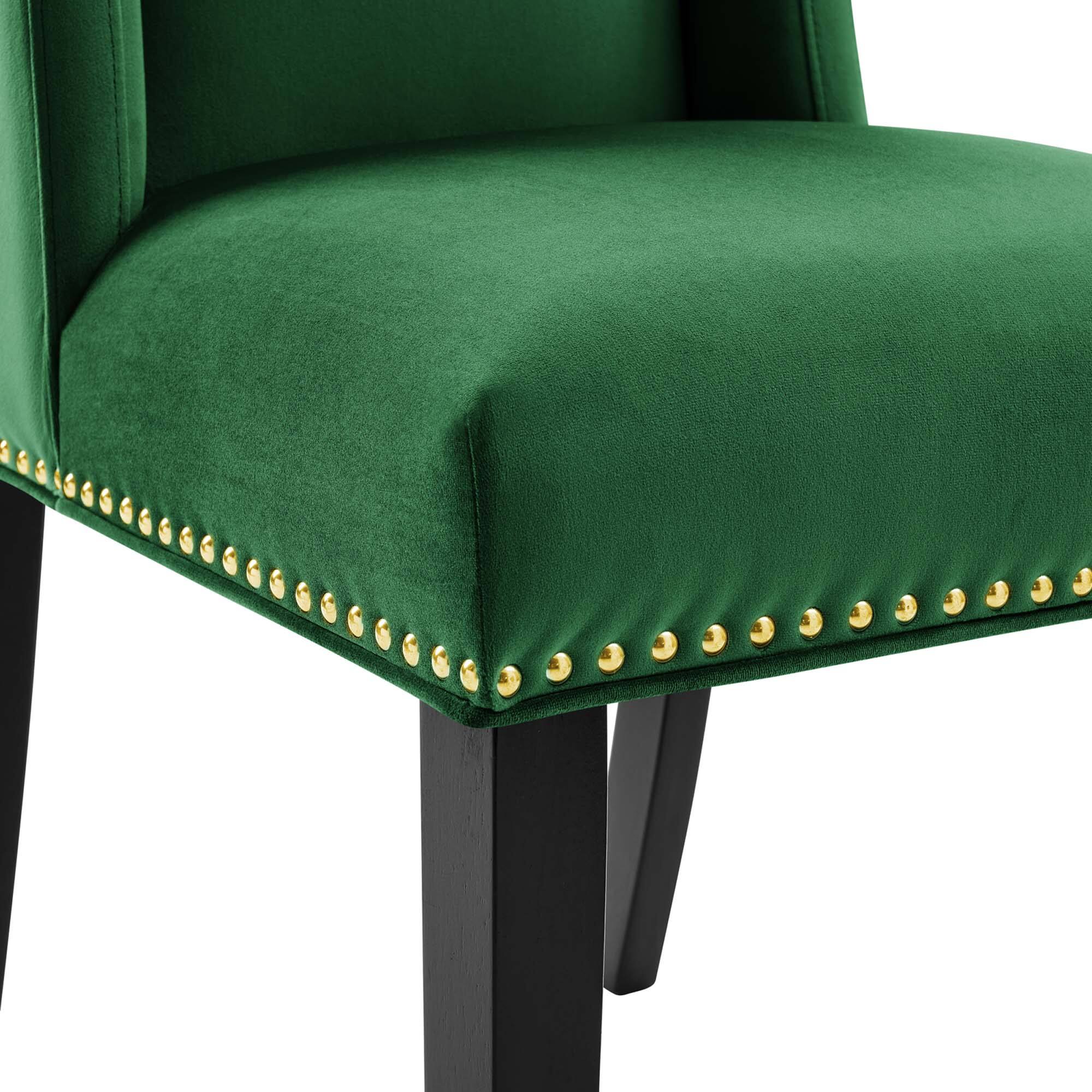 Alt View 5. Modway - Baron Performance Velvet Dining Chairs Set of 2 by Modway - Emerald.