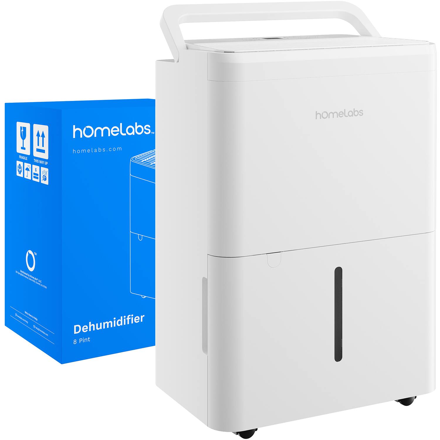hOmeLabs - 8 Pint Portable Dehumidifier for up to 1,000 Sq Ft Rooms - White