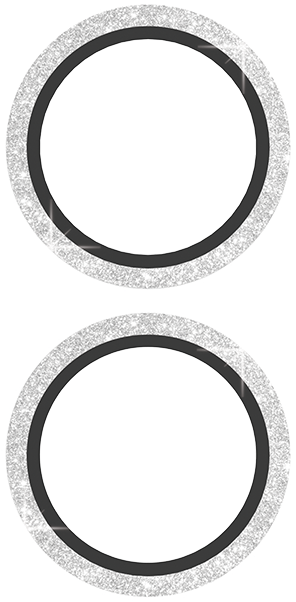 Front. DuraGlass - DuraGlass Silver Glitter Glass Camera Protector - iPhone 16/16 Plus - Silver Glitter.