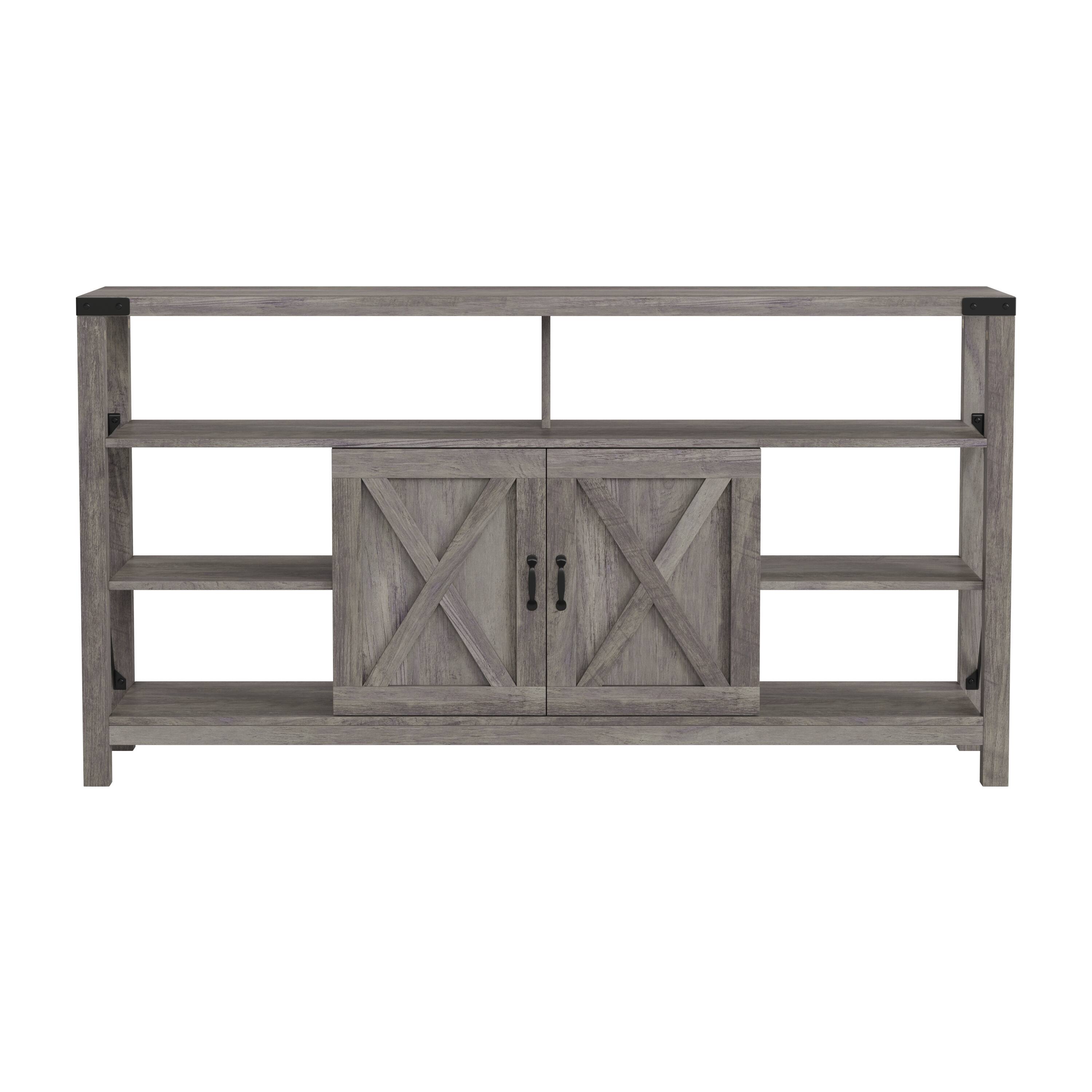 Alt View 9. Emma + Oliver - Marella Modern Rustic Farmhouse Media Console Cabinet with Spacious Open and Closed Storage - Gray Wash.