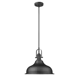Hivvago - Matte Hanging Light with Dome Shade - Black