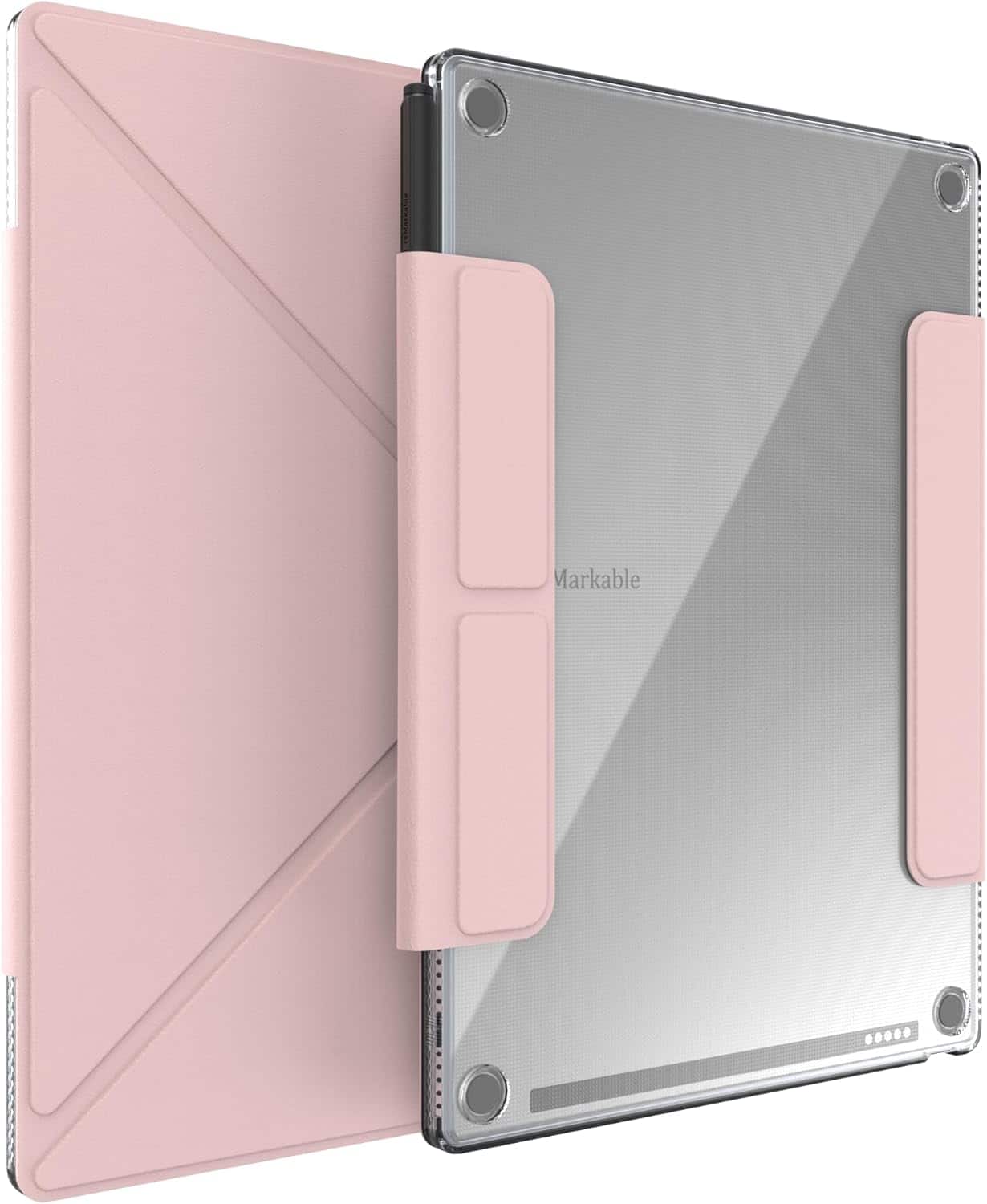 TUDIA - M-FLIP Detachable Clear Magnetic Case for Remarkable Paper Pro 11.8" - Pink