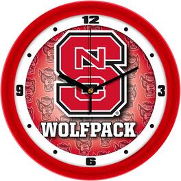 MpDirect - NC State Wolfpack 11.5'' Suntime Premium Glass Face Dimension Wall Clock - Multicolor