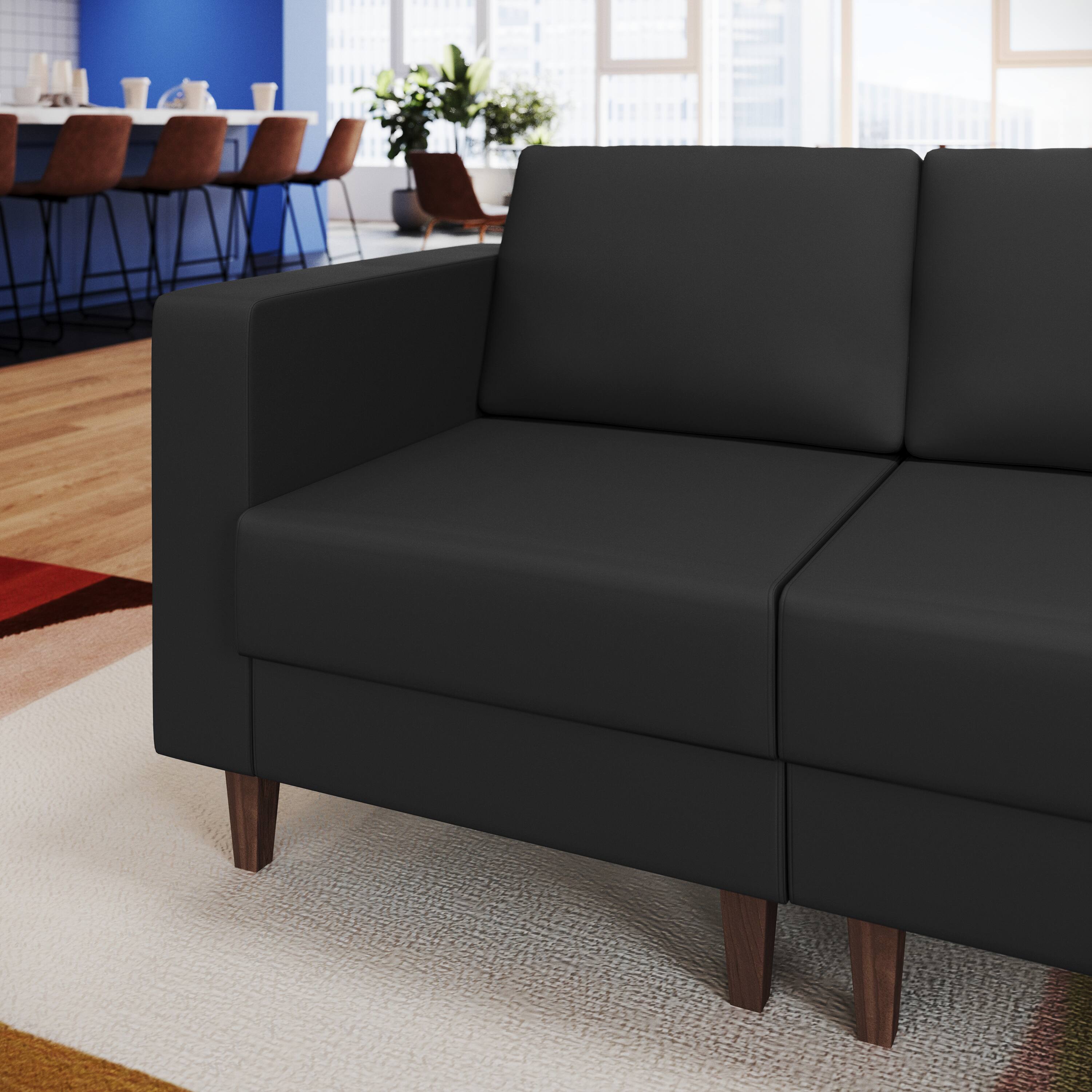 Alt View 2. Flash Furniture - HERCULES Artemis Black LeatherSoft Left Arm Reception Chair, 2 AC Outlets/1 USB/1 USB-C Ports and Wooden Walnut Legs wit - Black.