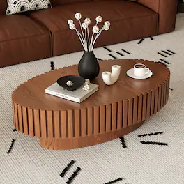 APRILSOUL - Modern Minimalist Round Coffee Table Table Open Storage Easy Assembly Living Room Study Room - Brown