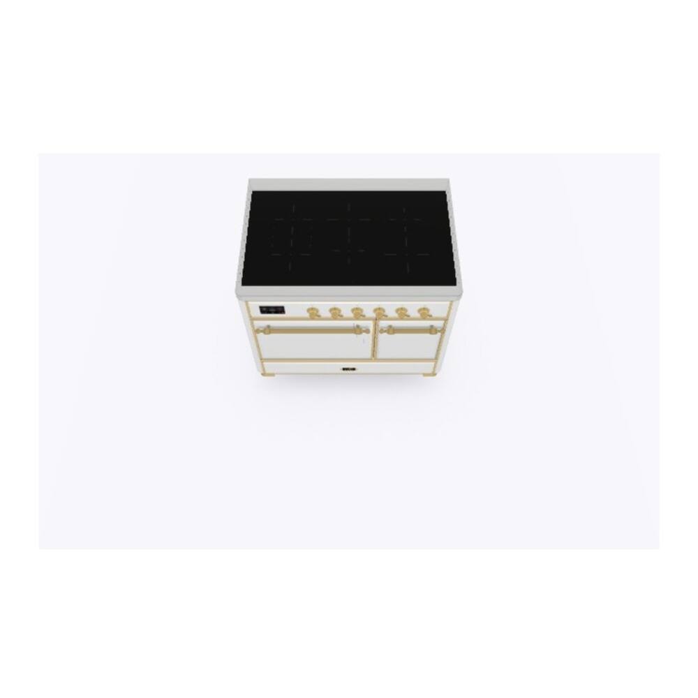 Alt View 5. ILVE - ILVE Majestic II 40 inch Induction Range with 6 Elements (White, Brass Trim) - White.
