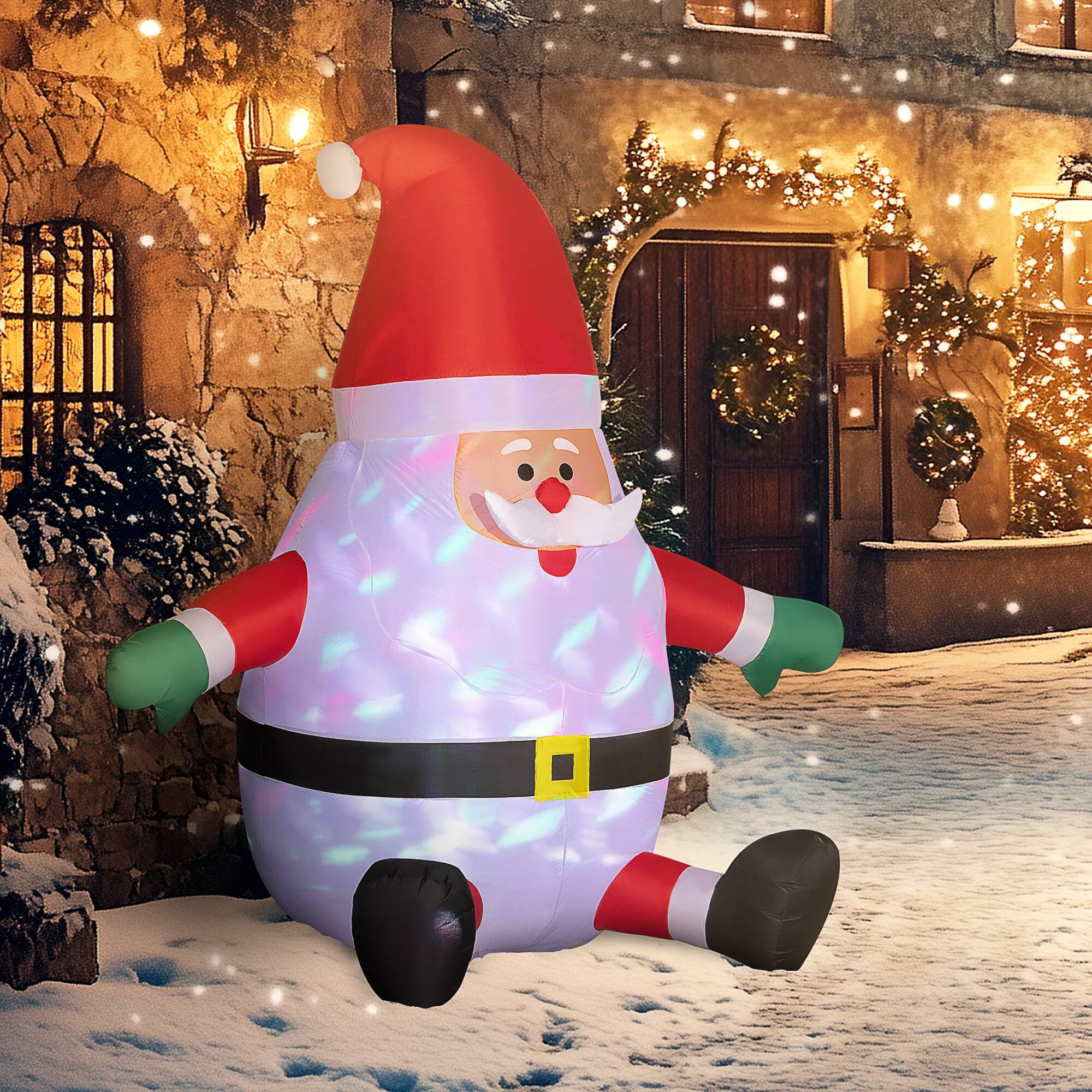 Alt View 1. Outsunny - 6' Inflatable Christmas Santa Claus with Rotating Magic Ball Light, Blow-Up Outdoor Yard Display for Lawn Garden Party - Red.