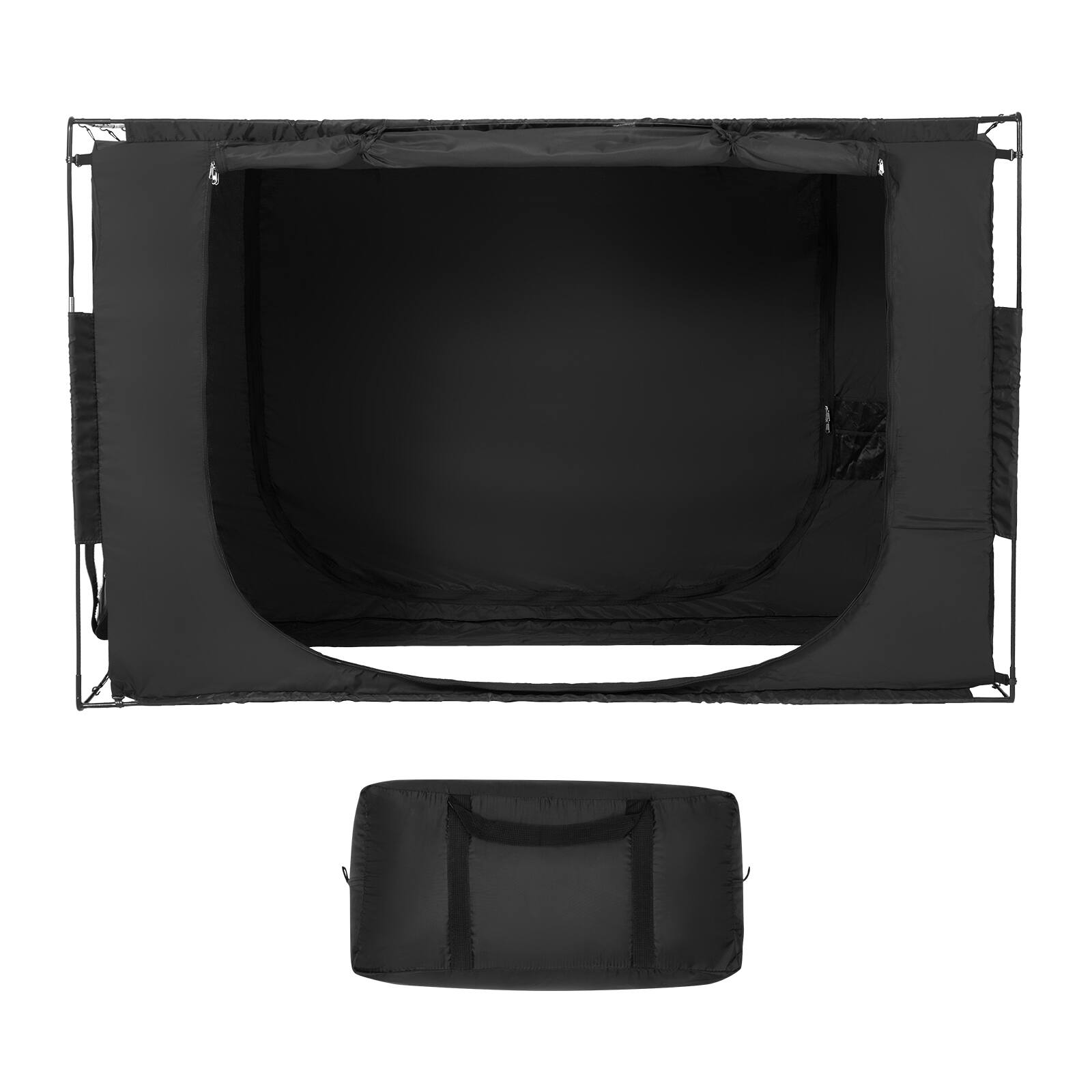 Alt View 5. VEVOR - Bed Tent, Pongee Fabric, 3 Doors Breathable Tent with 0.37 in Fiber Poles on Bed Privacy, Full Size Sleeping Bed Canopy - Black.