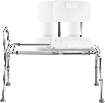 Front. Medical King - Sliding Shower Transfer Bench for Bathtub, Adjustable Height Shower Chair for Elderly and Disabled,Up to 400 lbs - White.