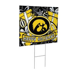 Evergreen Enterprises - Iowa Hawkeyes 24" x 18" Happy Holidays Christmas Outdoor Staked Yard Sign - Multicolor