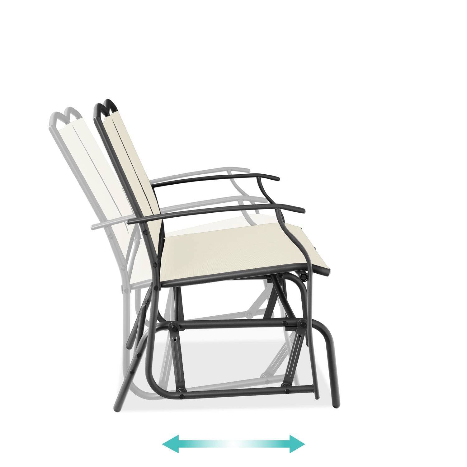 Angle. Hivvago - 2 Seat Mesh Patio Loveseat Swing Glider Rocker with Armrests in Off White - Off White.