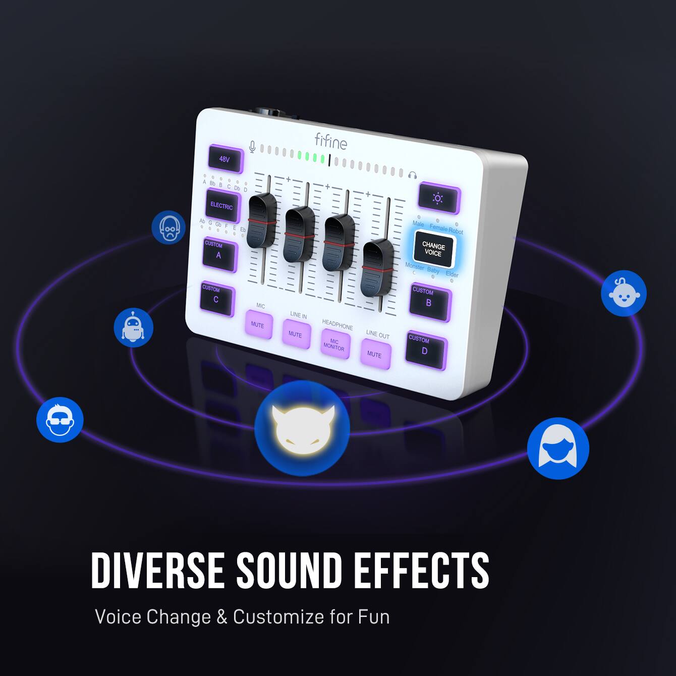 FIFINE USB Audio Interface- RGB Audio Mixer for Gaming, Streaming White SC3W - Best Buy