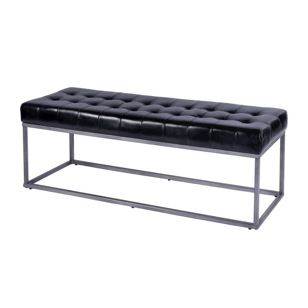 Alt View 2. Butler Specialty - Knox 54 in. W Leather and Iron Accent Bench - Black.