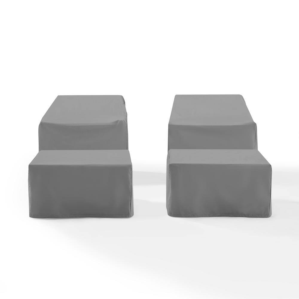 Left. Crosley Furniture - 4Pc Outdoor Furniture Cover Set - 2 Arm Chairs & 2 Ottomans - Gray.
