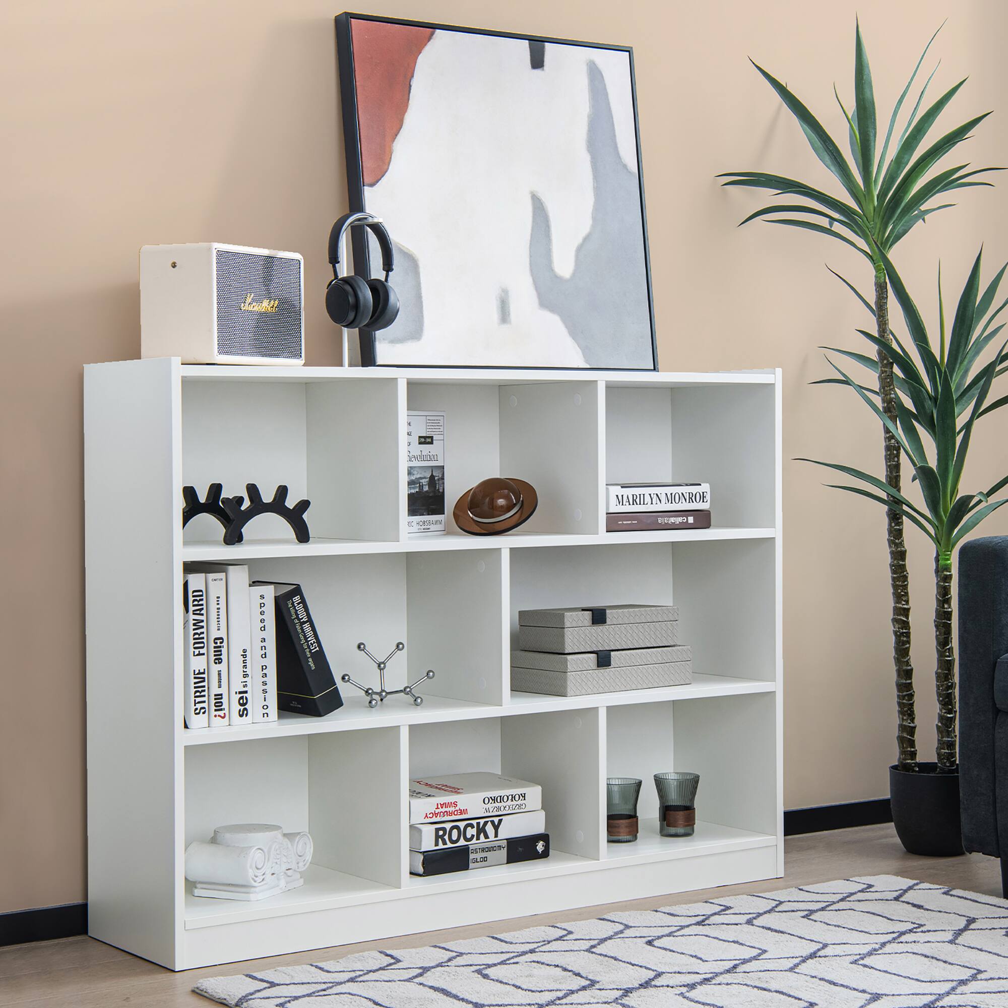 Costway 3 tier Open Bookcase 8 Cube Floor Standing Storage