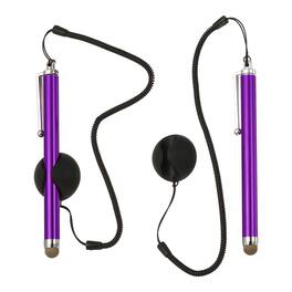 Unique Bargains - 2pcs Screen Capacitive Pen with Spring Rope Fixing Dock High Sensitivity for Mobile Phone Car Navigation GPS POS Tablet - Purple