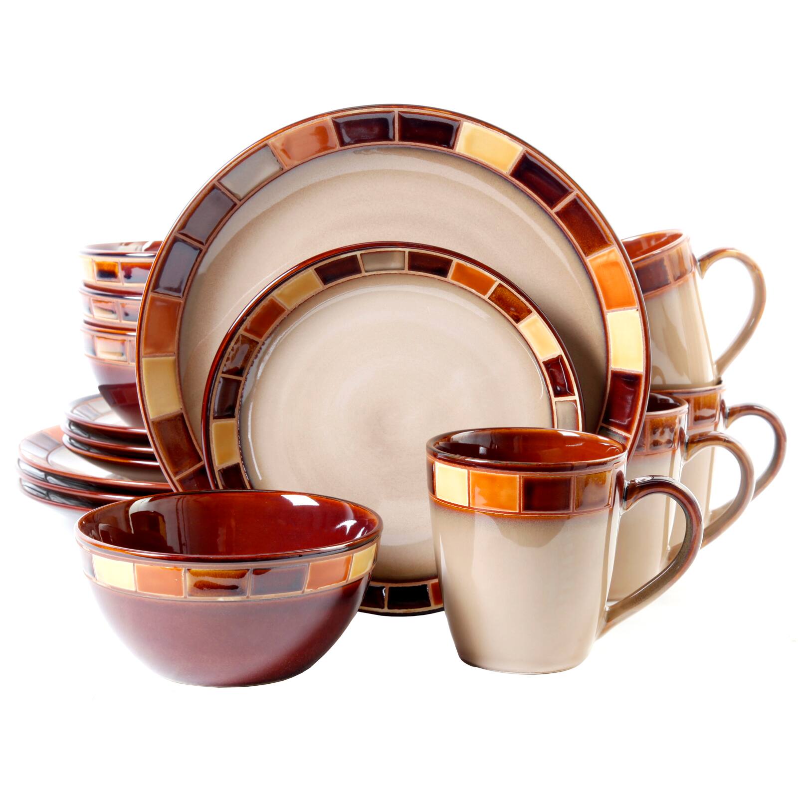 Front. Gibson - Gibson Elite Casa Estebana 16 pc Dinnerware Set - Red.