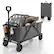 Angle. Costway - Heavy-Duty Wagon Cart with Adjustable Handlebar Bottle Holders & Storage Pocket Grey - Grey.
