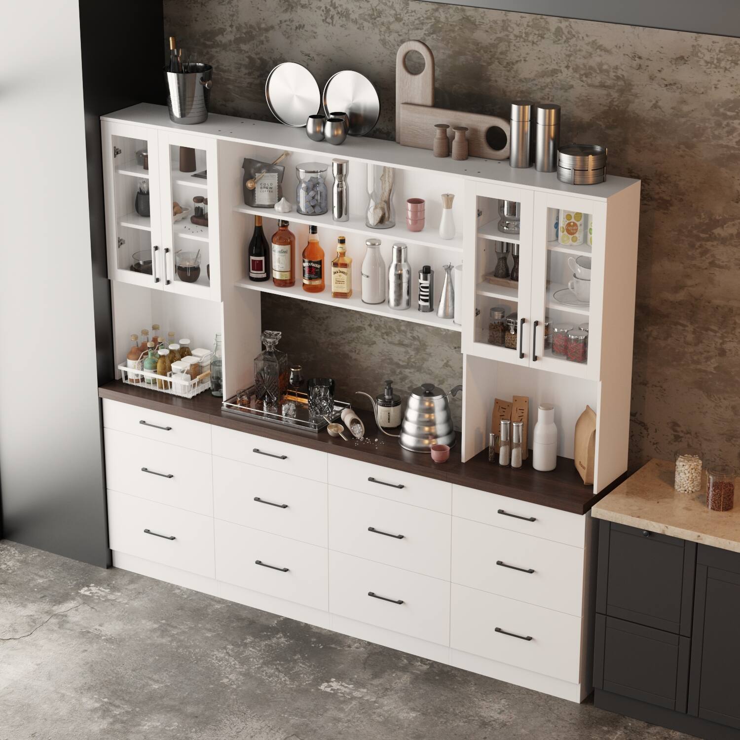 Alt View 1. Famapy - Famapy Modern Kitchen Cabinet Buffet Set Stylish Storage for Sophisticated Spaces - White.