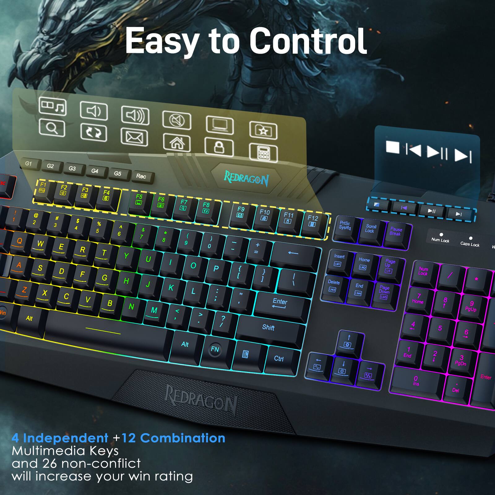 Easy to Control Keyboard:

* 4 Independent Keys + 12 Combination Multimedia Keys
* 26 non-conflict keys will increase your win rating
* 12 10 9 8 7 6 5 4 3 2 1
* Home Page, End Page, and Page Up/Down keys
* Redragon brand keyboard
* 12 10 9 8 7 6 5 4 3 2 1
* 4 Independent Keys + 12 Combination Multimedia Keys
* 26 non-conflict keys will increase your win rating
* 12 10 9 8 7 6 5 4 3 2 1
* Home Page, End Page, and Page Up/Down keys
* Redragon brand keyboard
* 12 10 9 8 7 6 5 4 3 2 1
* 4 Independent Keys + 12 Combination Multimedia Keys
* 26 non-conflict keys will increase your win rating
* 12 10 9 8 7 6 5 4 3 2 1
* Home Page, End Page, and Page Up/Down keys
* Redragon brand keyboard
* 12 10 9 8 7 6 5 4 3 2 1
* 4 Independent Keys + 12 Combination Multimedia Keys
* 26 non-conflict keys will increase your win rating
* 12 10 9 8 7 6 5 4 3 2 1
* Home Page, End Page, and Page Up/Down keys
* Redragon brand keyboard
* 12 10 9 8 7 6 5 4 3 2 1
* 4 Independent Keys + 12 Combination Multimedia Keys
* 26 non-conflict keys will increase your win rating
* 12 10 9 8 7 6 5 4 3 2 1
* Home Page, End Page, and Page Up/Down keys
* Redragon brand keyboard