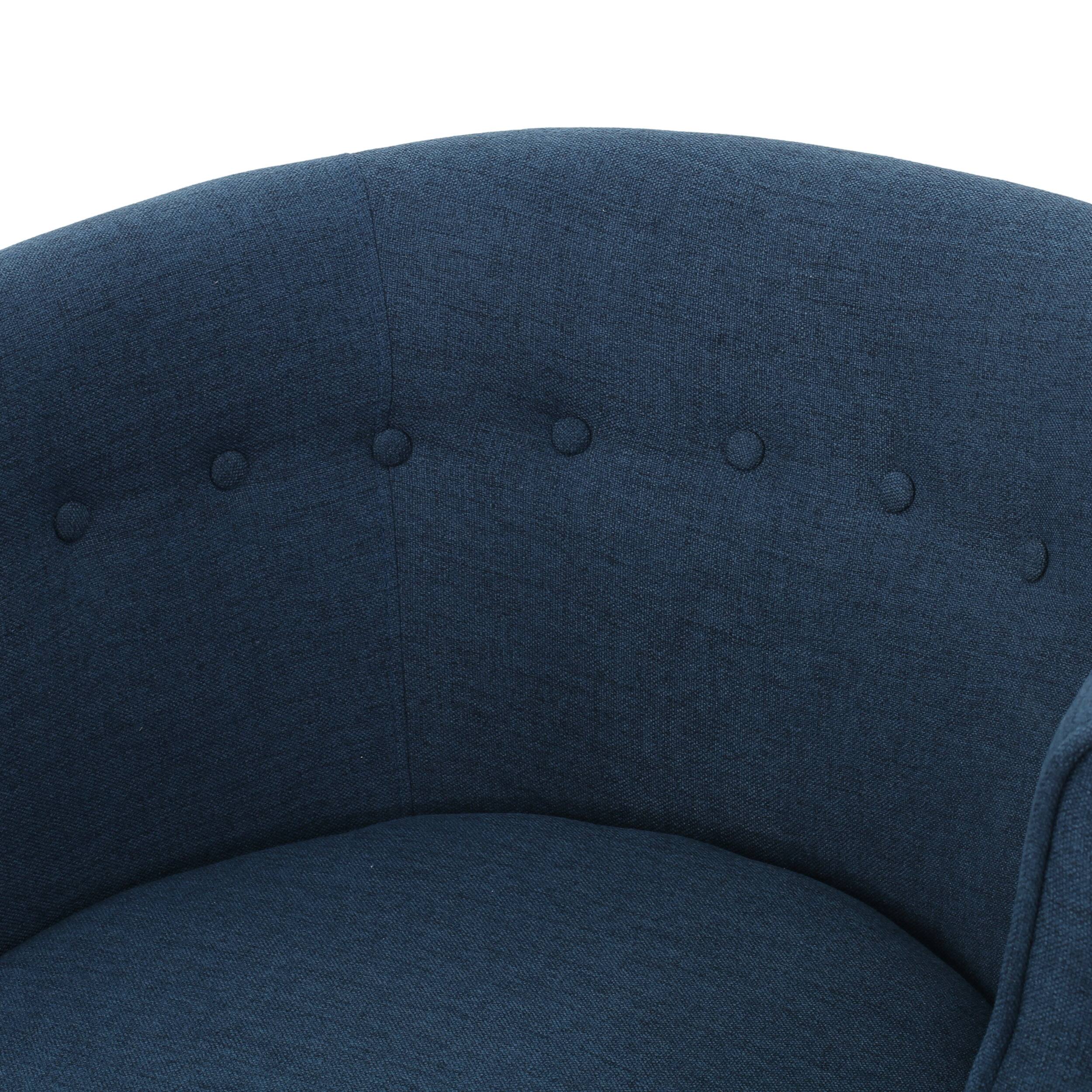 Alt View 8. APRILSOUL - Contemporary Upholstered Club Chair with Button Tufting in Navy Blue Fabric and Birch Wood Legs - Navy.