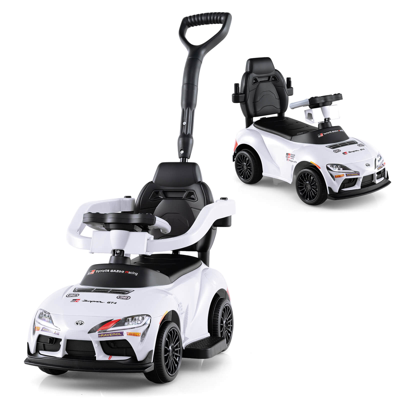 Costway - Toyota Licensed Ride on Push Car with Parent-Control Handle Music Safety Guardrail - White price history on PriceWatchPro