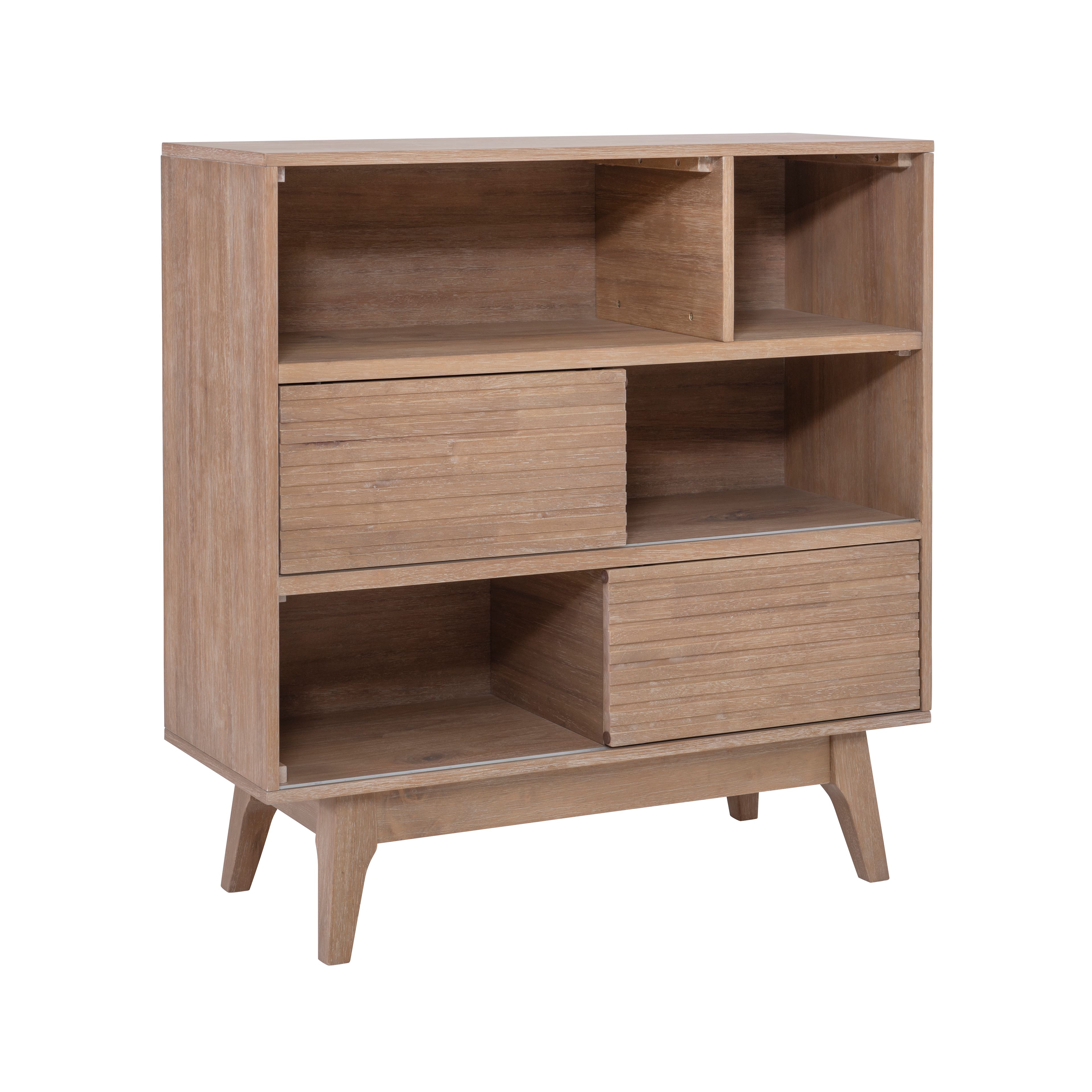 Left. Linon Home Décor - Rosita Three-Shelf Bookcase - Natural.