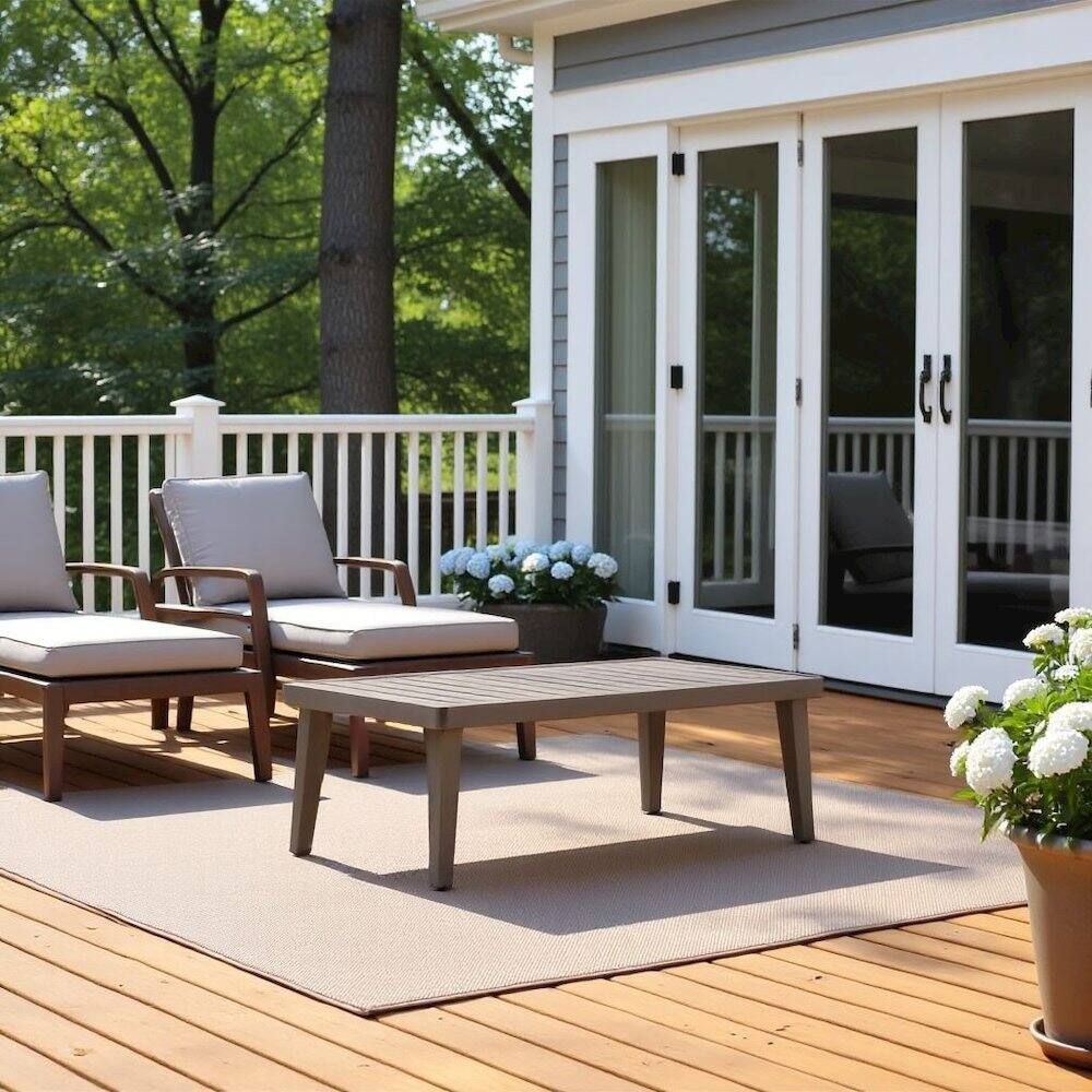 Alt View 4. Outdoor Escape - Brown Metal Outdoor Coffee Table, Rectangular Patio Coffee Table - Brown.