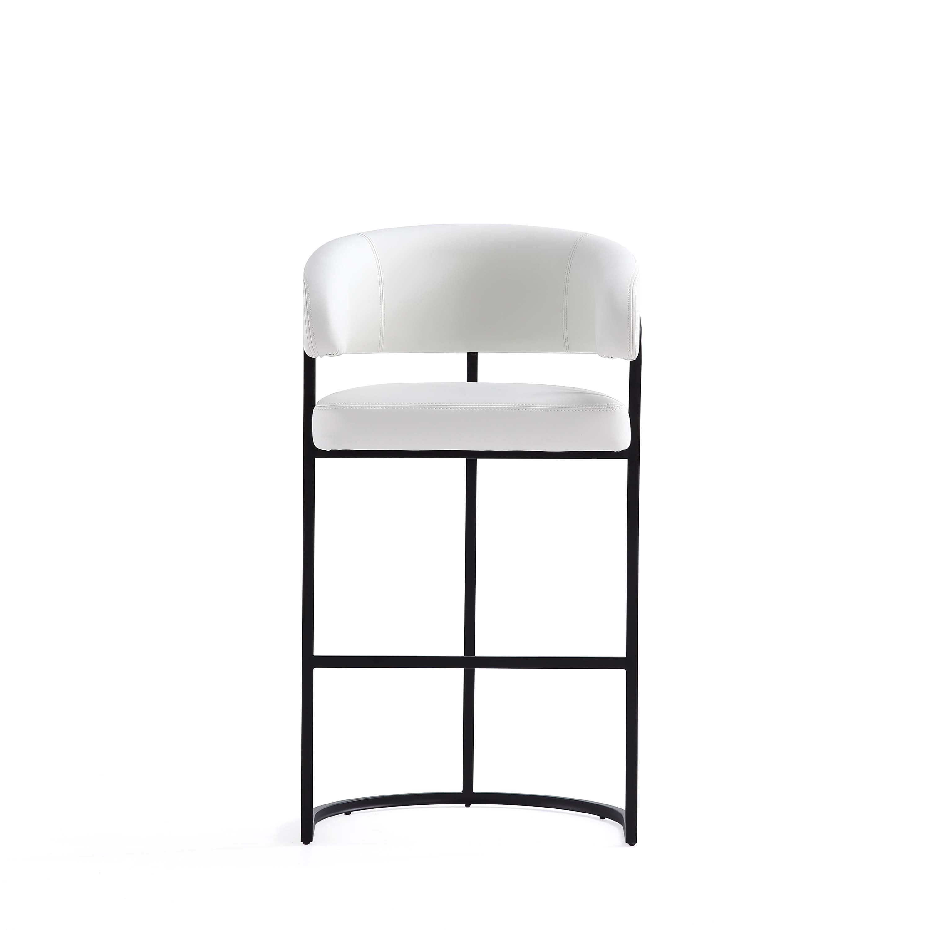 Alt View 2. Manhattan Comfort - Augusta Modern Metal Upholstered Barstool - Set of 3 - White.
