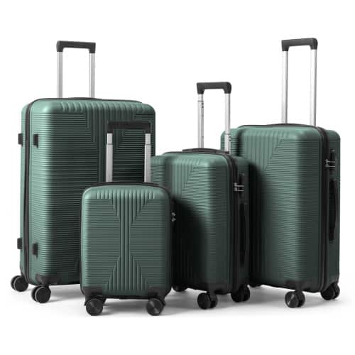 Front. Winado - 16"/20"/24"/28" Carry on 4 Piece PP Hardside Luggage Suitcase Set with Built-in Lock Spinner Wheels for Travel Business - Green.