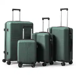 Winado - 16"/20"/24"/28" Carry on 4 Piece PP Hardside Luggage Suitcase Set with Built-in Lock Spinner Wheels for Travel Business - Green