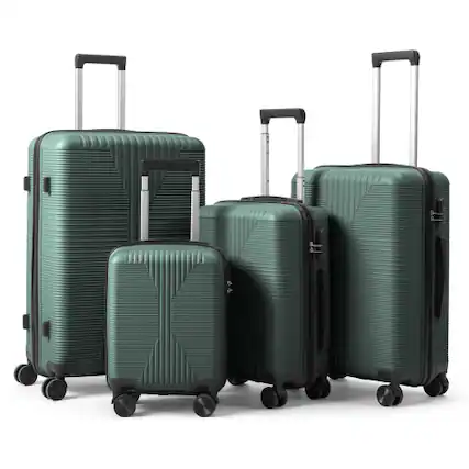 Front. Winado - 16"/20"/24"/28" Carry on 4 Piece PP Hardside Luggage Suitcase Set with Built-in Lock Spinner Wheels for Travel Business - Green.