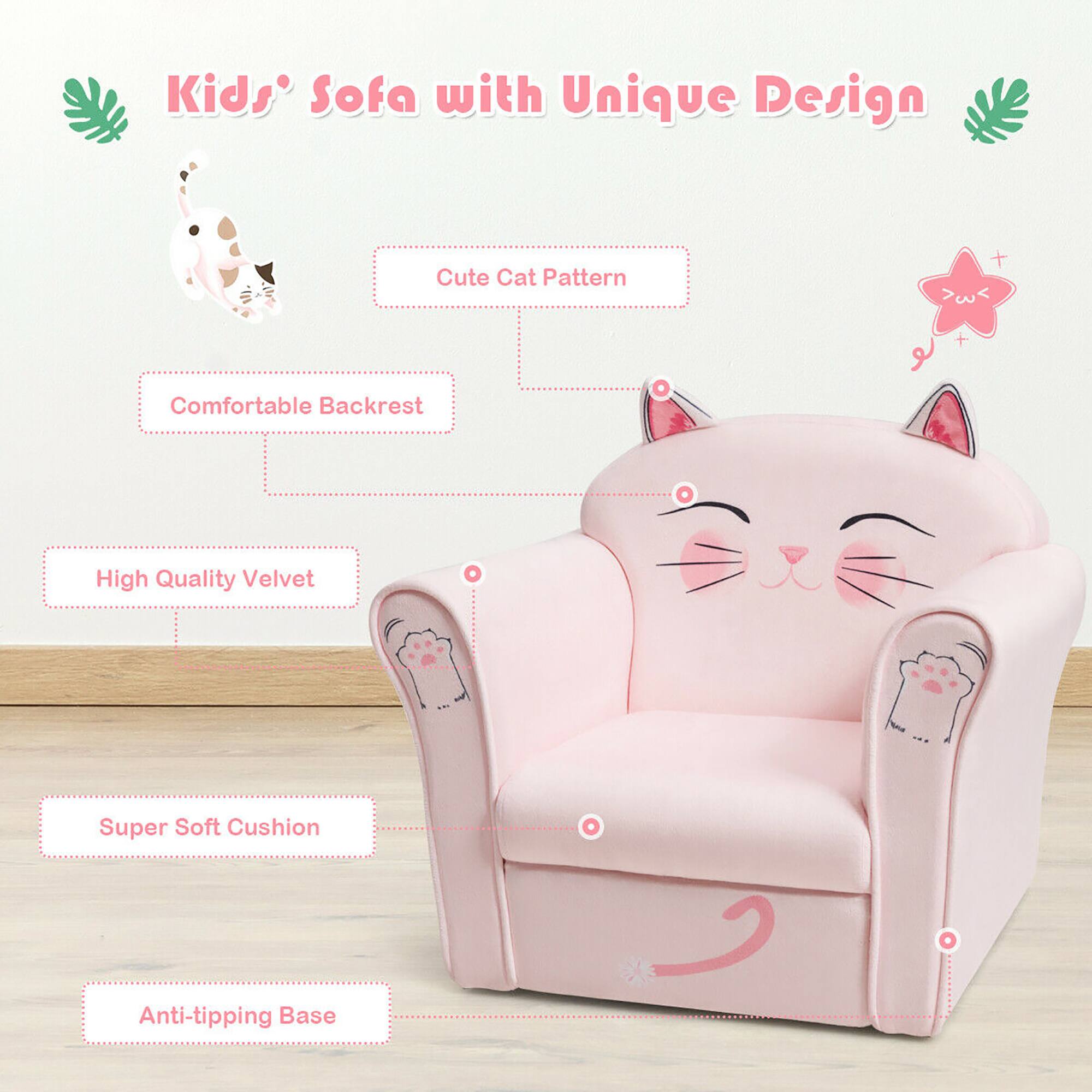 Kids' Sofa with Unique Design

- Cute Cat Pattern
- Comfortable Backrest
- High Quality Velvet
- Super Soft Cushion
- Anti-tipping Base