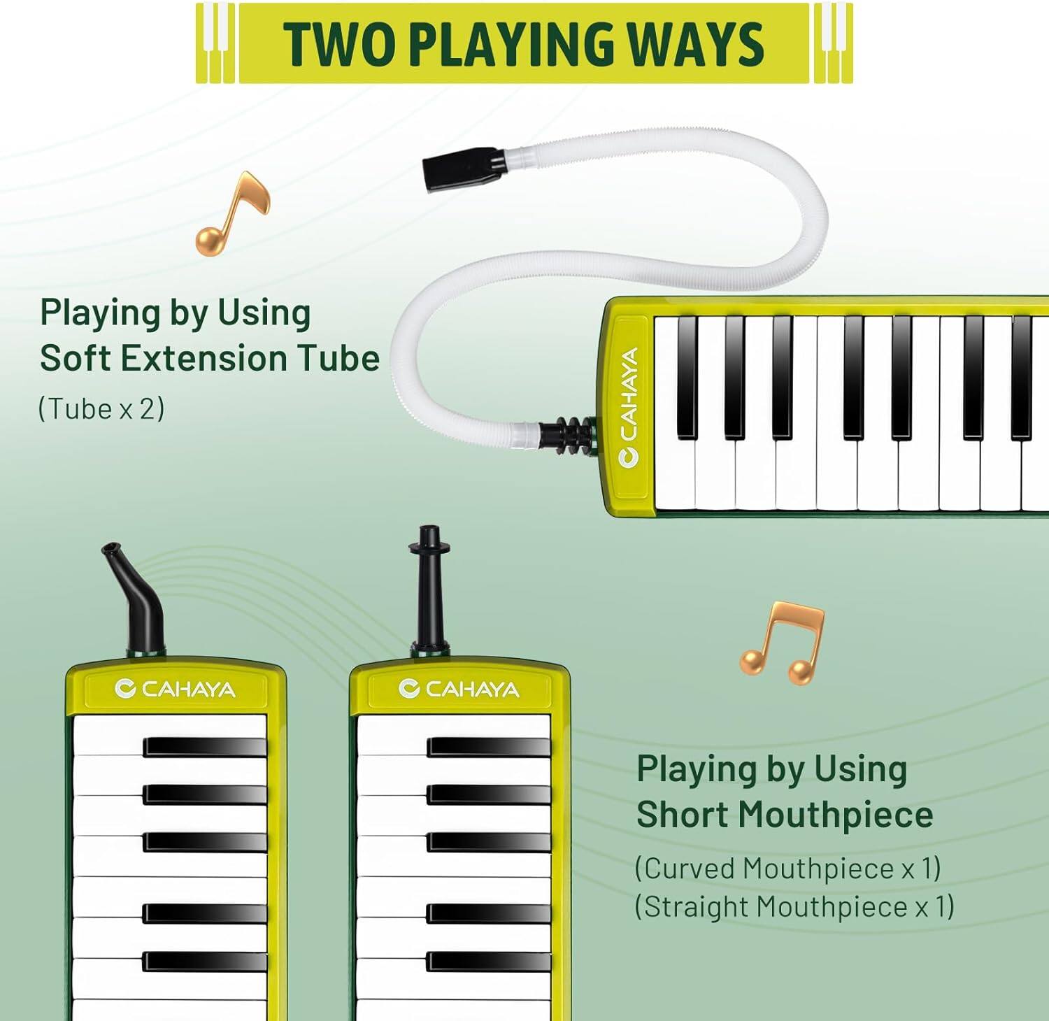 TWO PLAYING WAYS

Playing by Using Soft Extension Tube (Tube x 2)

Playing by Using Short Mouthpiece (Curved Mouthpiece x 1) (Straight Mouthpiece x 1)