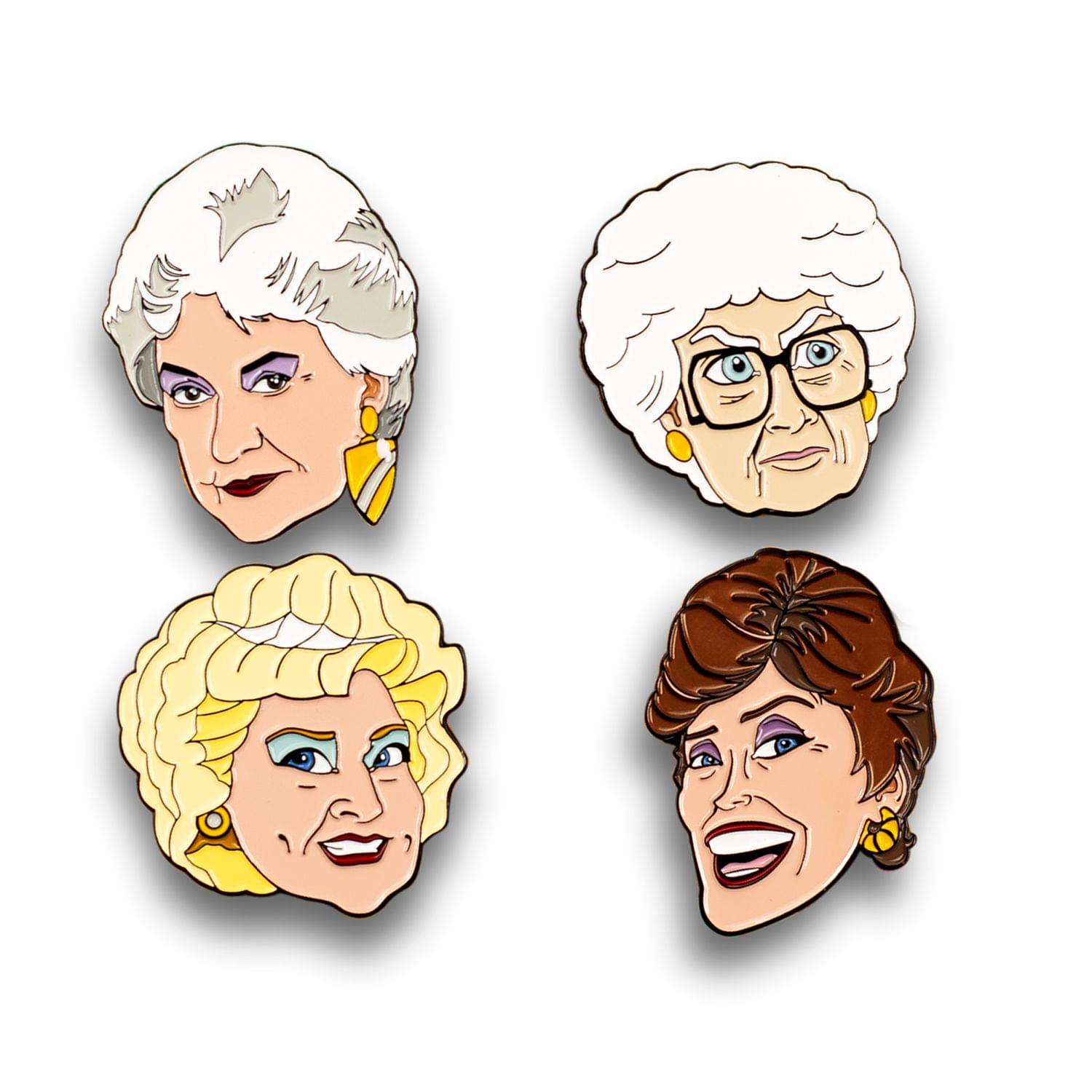 Alt View 1. Just Funky - Golden Girls Collector Enamel Pin Set, 4 Pieces - White.