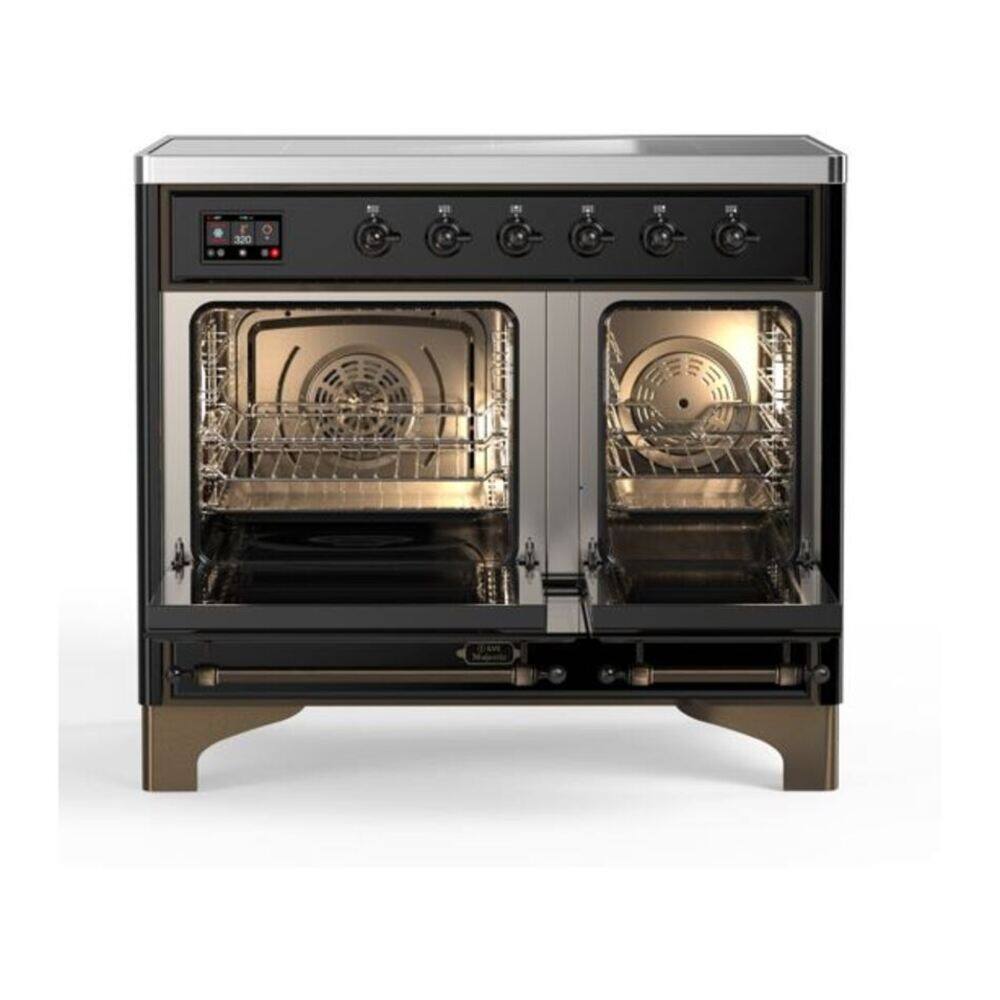 Alt View 5. ILVE - ILVE Majestic II 40 inch Induction Range with 6 Elements (Glossy Black, Burnished Trim) - Glossy Black.