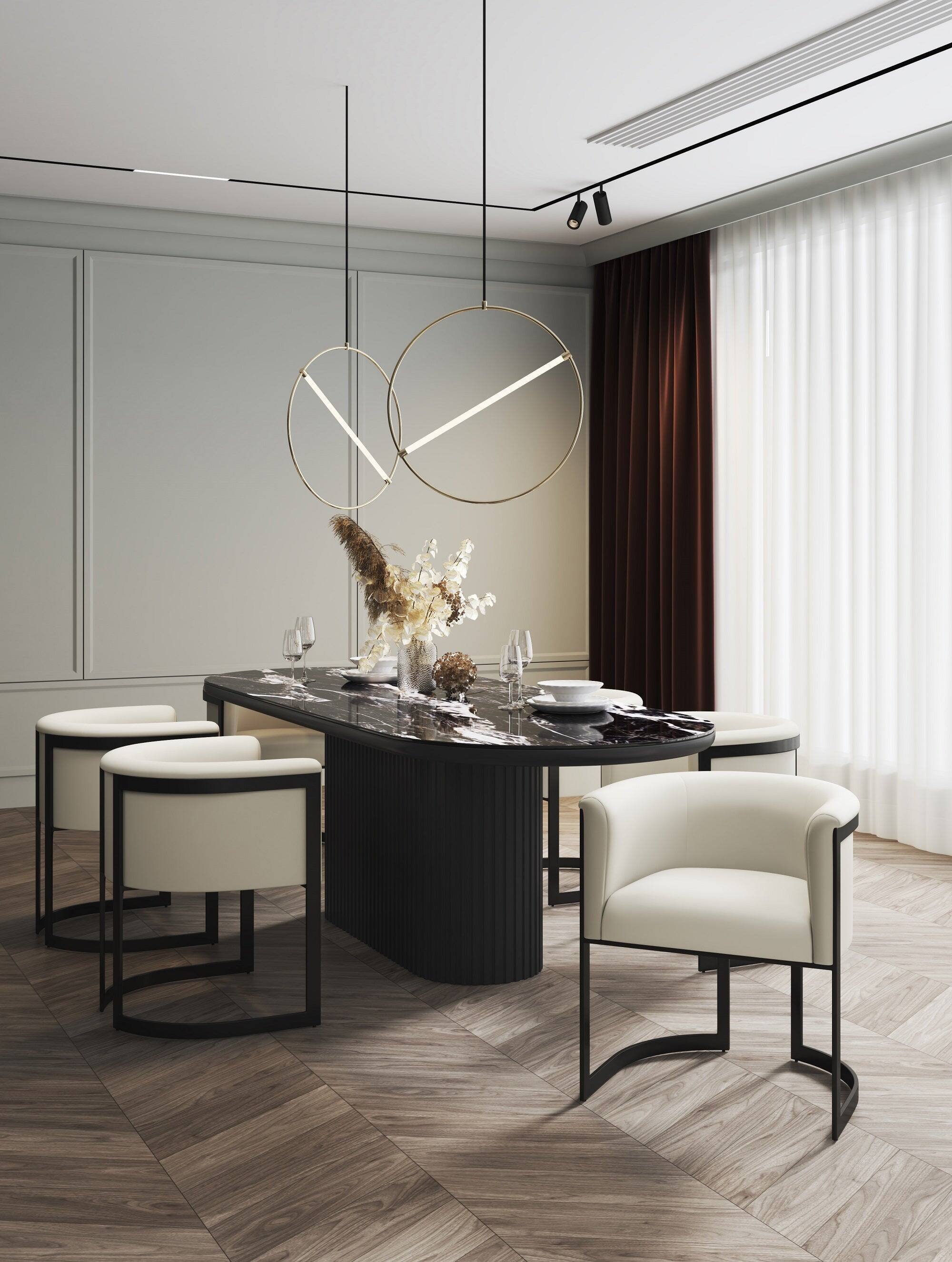 Angle. Manhattan Comfort - Corso Modern Metal Vegan Leather Dining Chair - Cream.