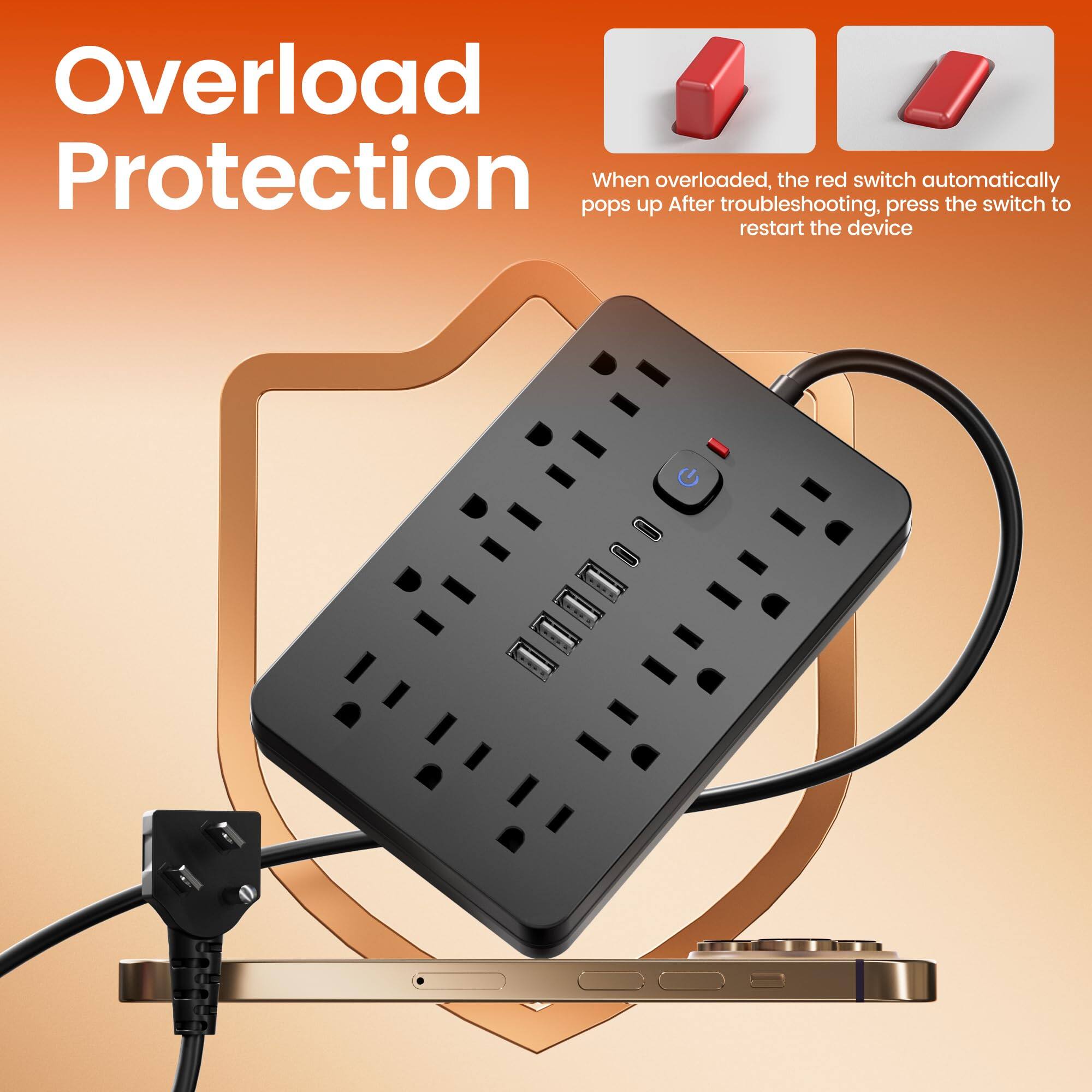 Overload Protection

When overloaded, the red switch automatically pops up. After troubleshooting, press the switch to restart the device.