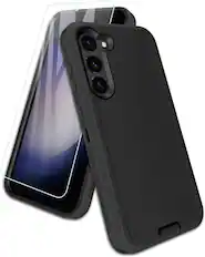 Front. Entronix - Entronix Heavy Duty Bundle for Samsung Galaxy S22 - Durable Case with Clear Screen Protector - Black.