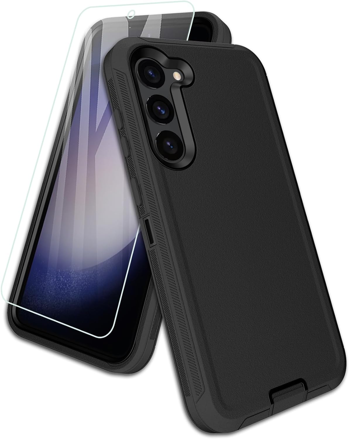 Front. Entronix - Entronix Galaxy A13 Heavy Duty Case Bundle with Clear Screen Protector - Black.
