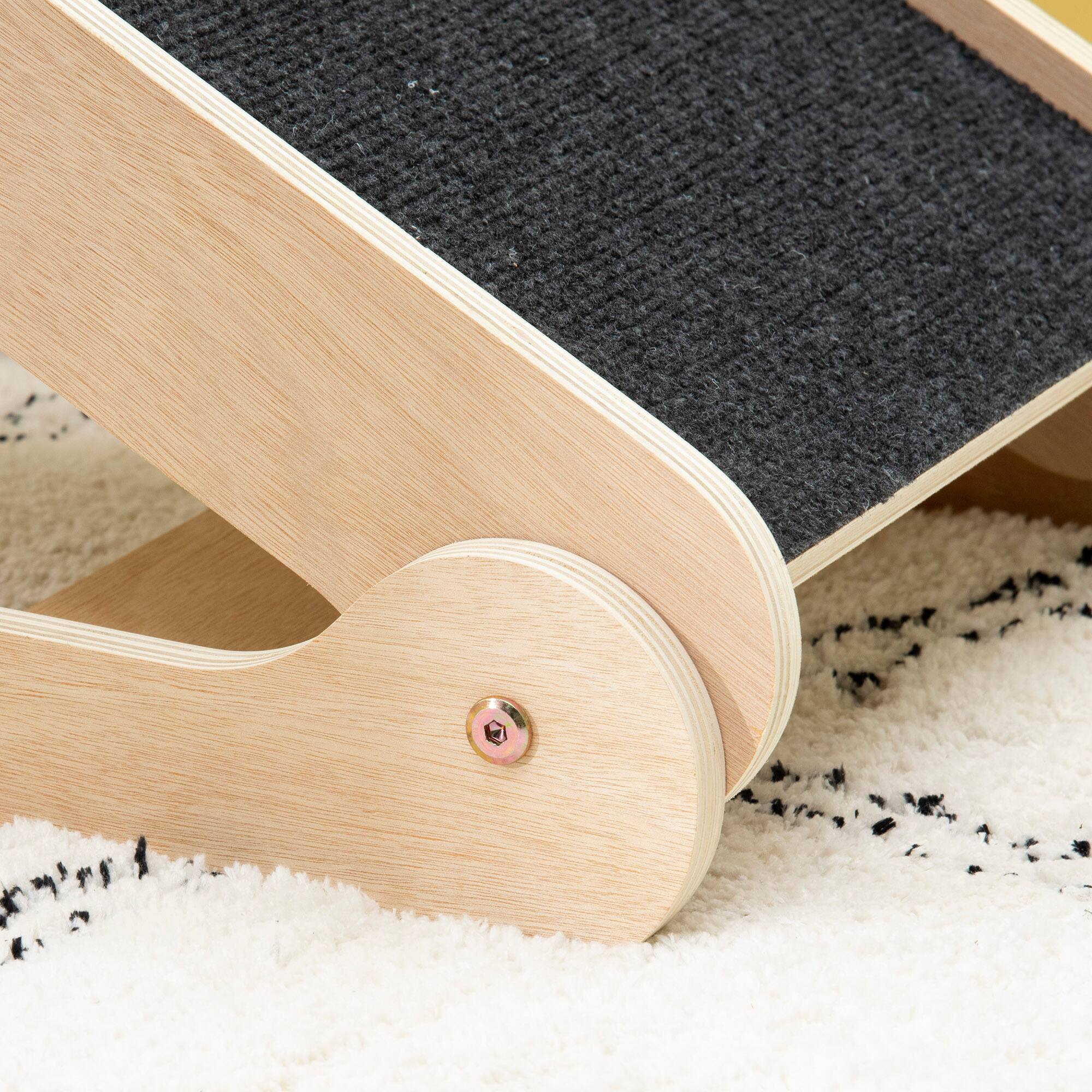 Alt View 4. Pawhut - Height Adjustable Pet Ramp with Non-Slip Carpet Surfaces, 4 Levels Folding Dog Cat Ramp for Bed, Sofa & Car - Natural Wood.