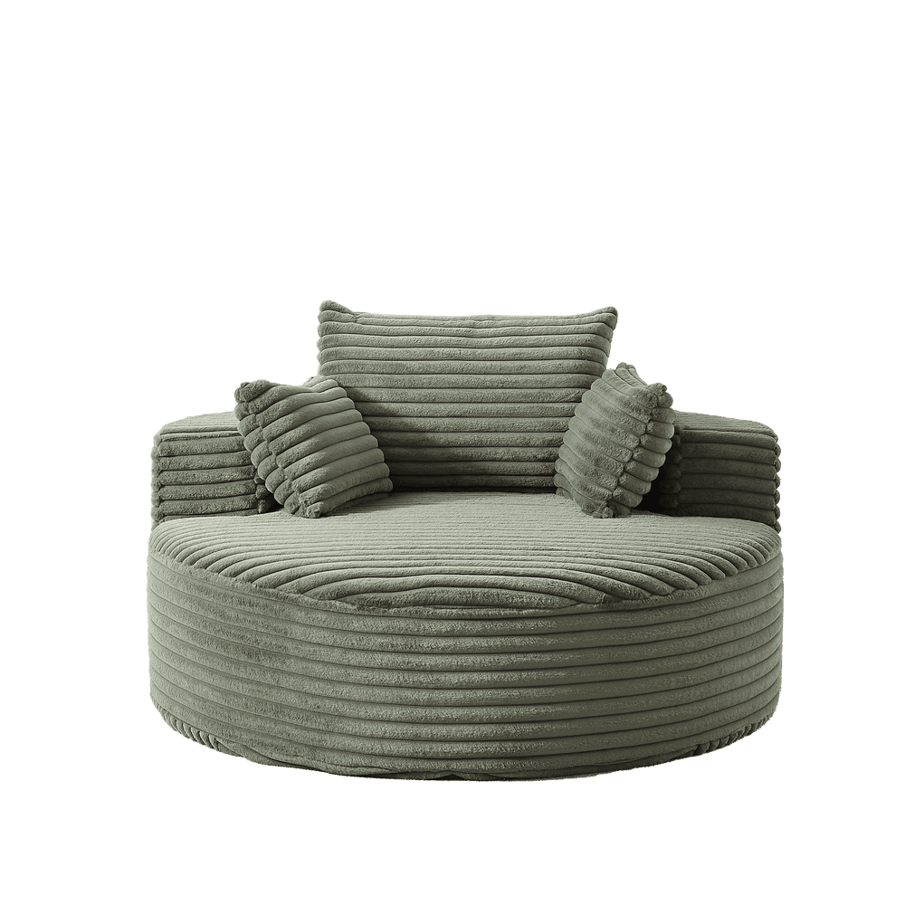 Alt View 4. Resenkos - 55"L Corduroy Single Sofa, Fluffy Modern Sleeper Chair for Living Room & Bedroom, No Assembly, Green - Green.