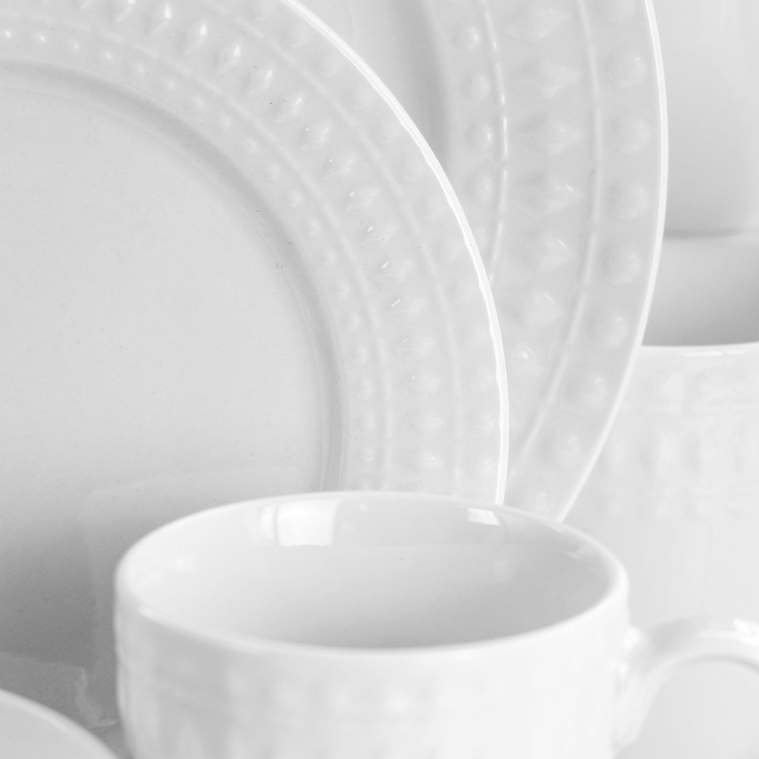 Alt View 5. Elama - Elama Cara 16 Piece Round Porcelain Dinnerware Set in White - White.