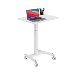 Mount-It! - Standing Laptop Mobile Desk with Wheels, Adjustable Height Workstation for Office, Home, and Classroom - White