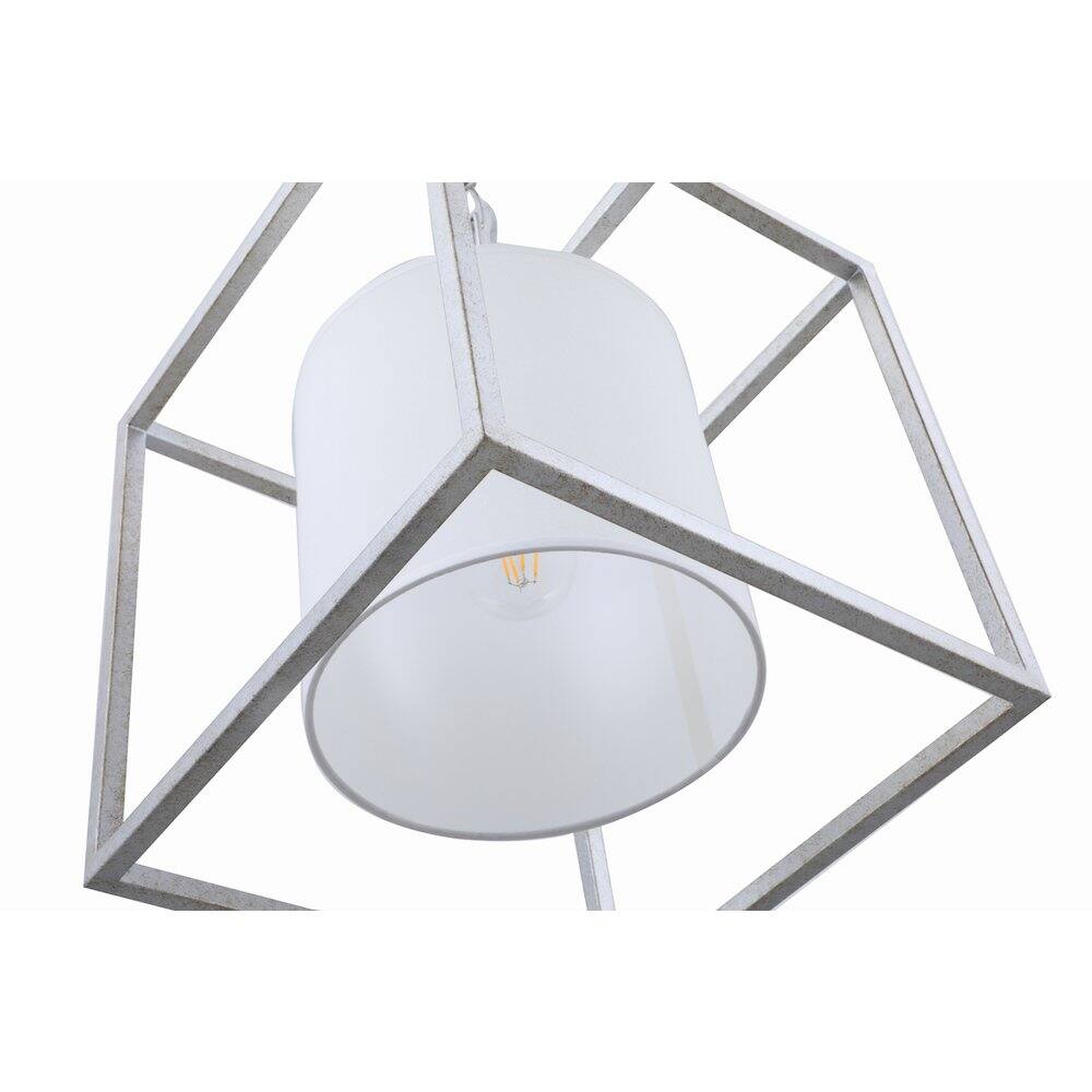 Back. Living District - Mirin 1 Light Vintage Silver And White Shade Pendant - Vintage Silver And White Shade.