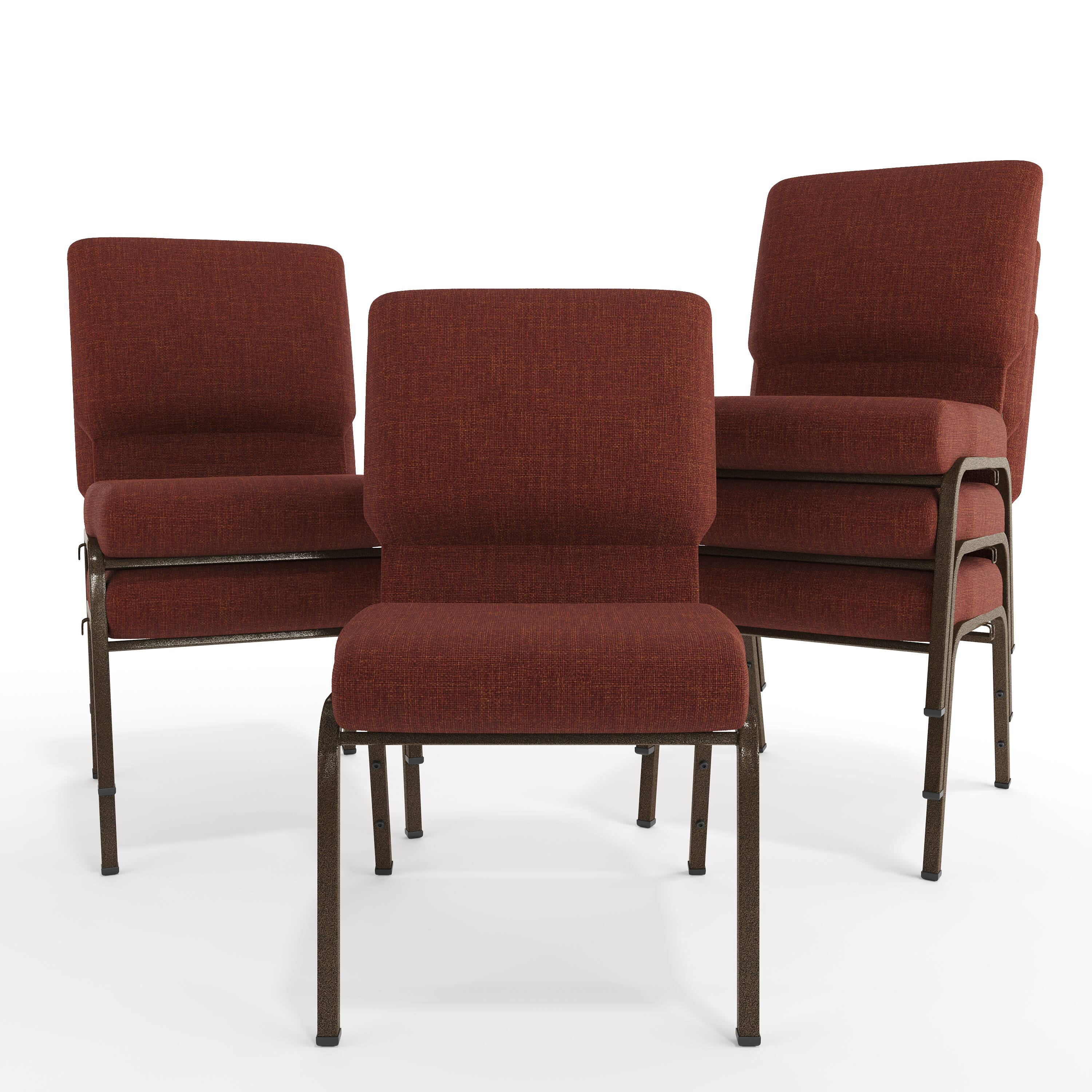 Alt View 10. Emma + Oliver - 20.5 in. Molded Foam Church Chair - Cinnamon Fabric/Gold Vein Frame.