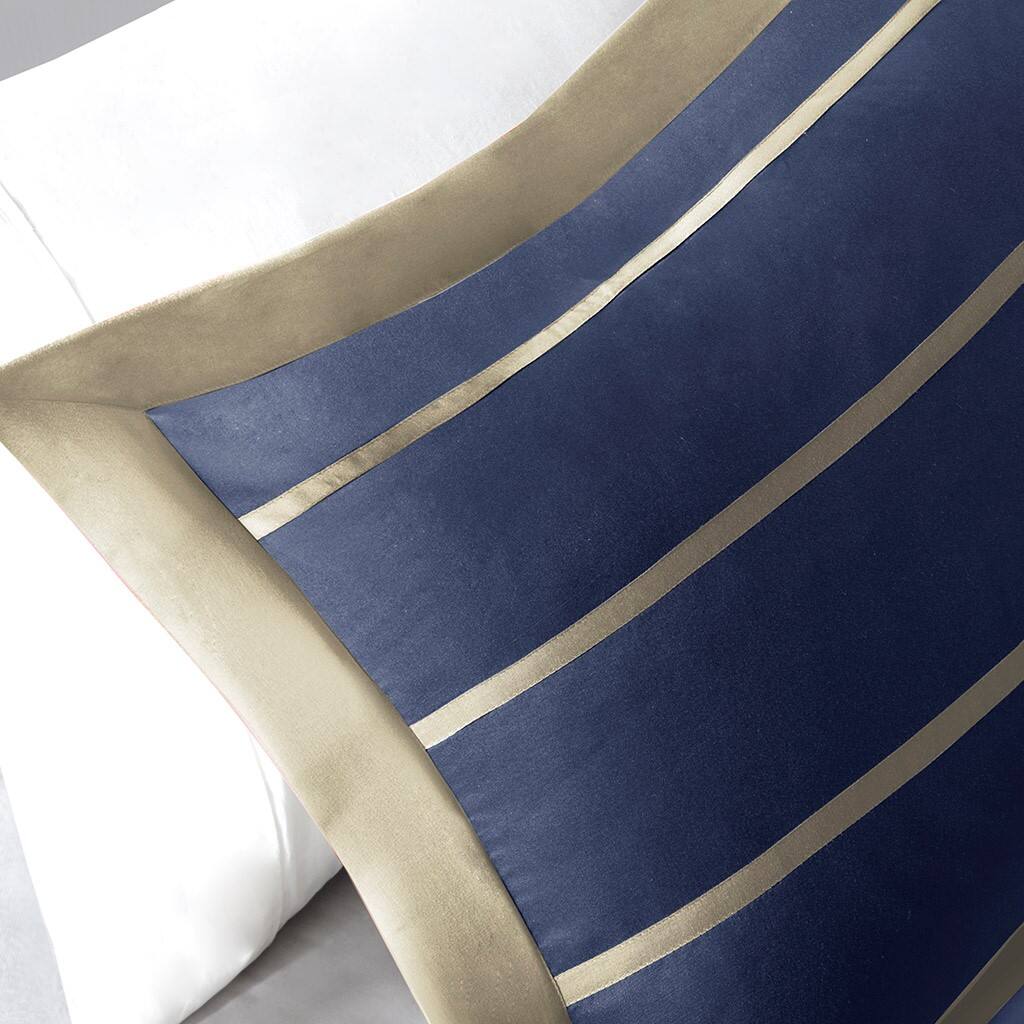 Alt View 3. Gracie Mills - Gracie Mills Eudora Modern Elegance: Duvet Cover Ensemble - Khaki/Navy.