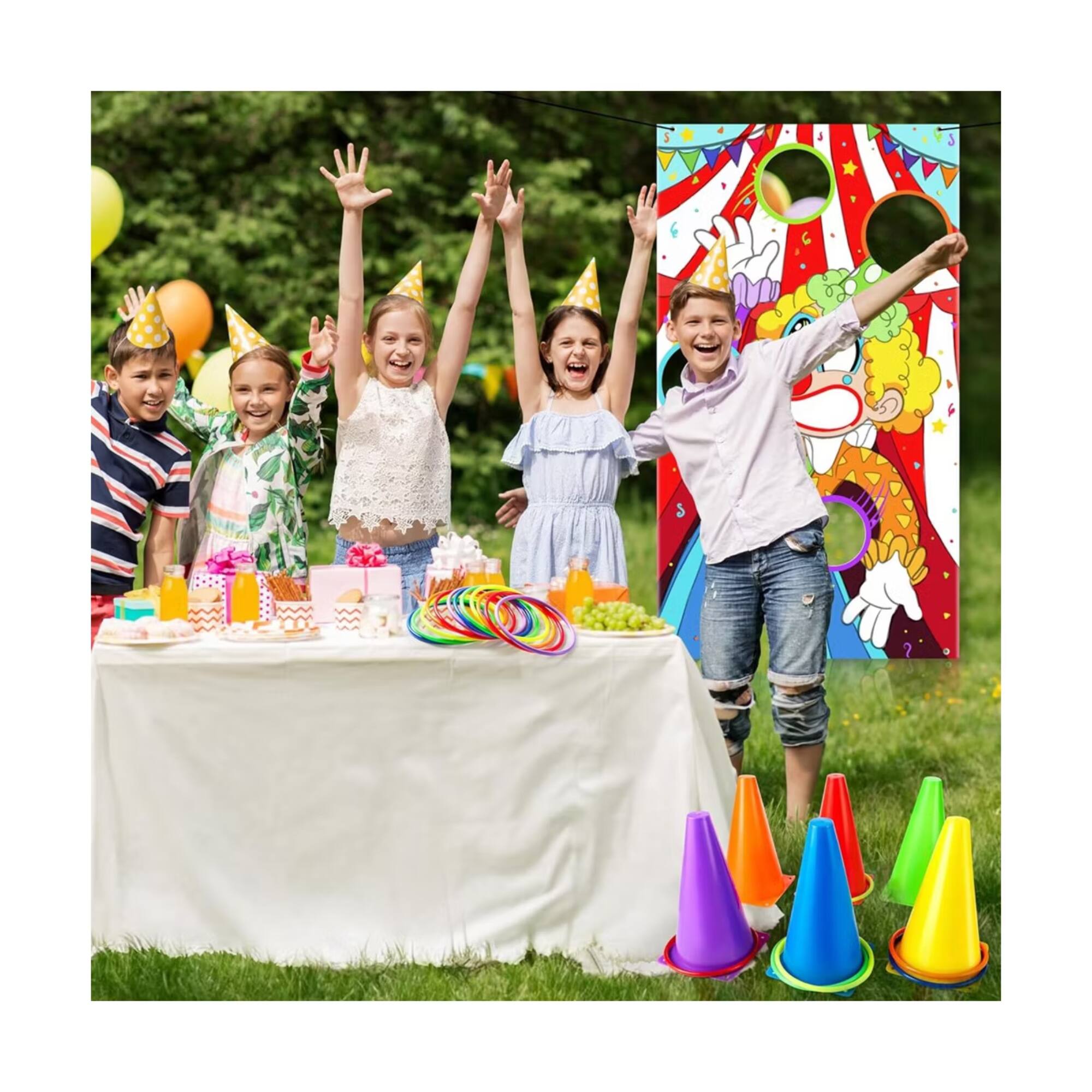 Alt View 4. Joyfy - 31 Pcs Carnival Game Set - Including Ring Toss Games, Bean Bags, and Cones Kids Indoor Outdoor Play Family Holiday Party.
