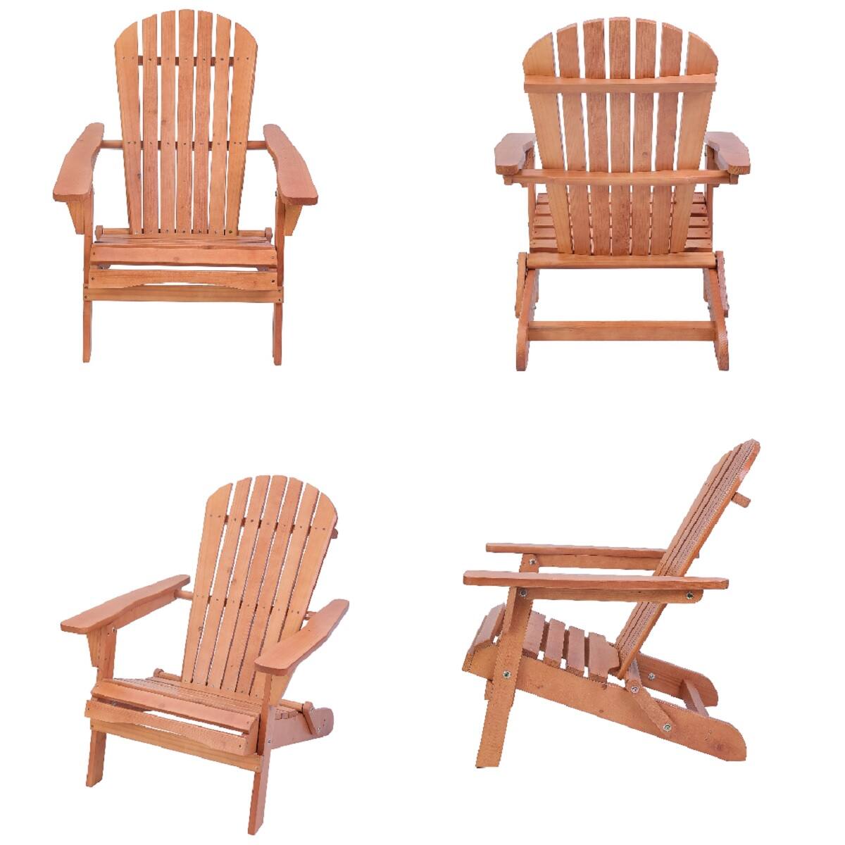 Angle. Jiallo - Grand Collection Folding Large Size Adirondack Chair Pine Wood, Walnut - Walnut.