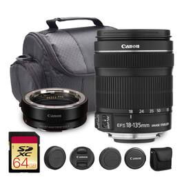 Canon - EF-S 18-135mm IS STM Lens EF-EOS R Adapter Bundle - Black